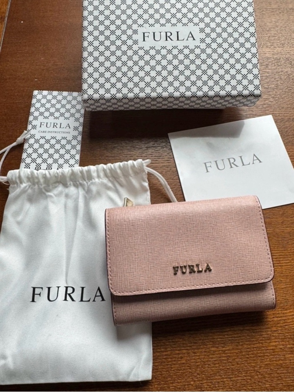 Furla Babylon Blush Pink Textured Leather Small Trifold Wallet-All Inclusive